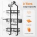 Shower Caddy Hanging Organizer, 3 Tier Adjustable Bathroom Shelves, Rustproof Over The Showerhead/Door Hanging Shelf for Inside Shower - No Drilling Shower Rack Bath Storage With Soap Holder